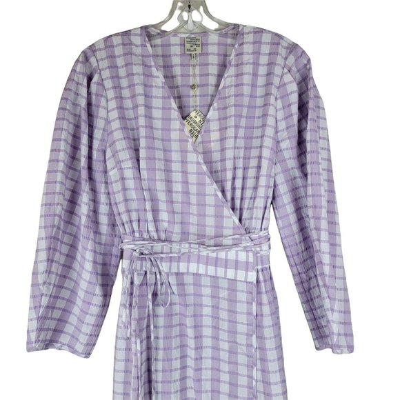 Baum Und Pferdgarten Abylene Check Plaid Liliac Wrap Midi Dress Career Size US 6 - Picture 5 of 14